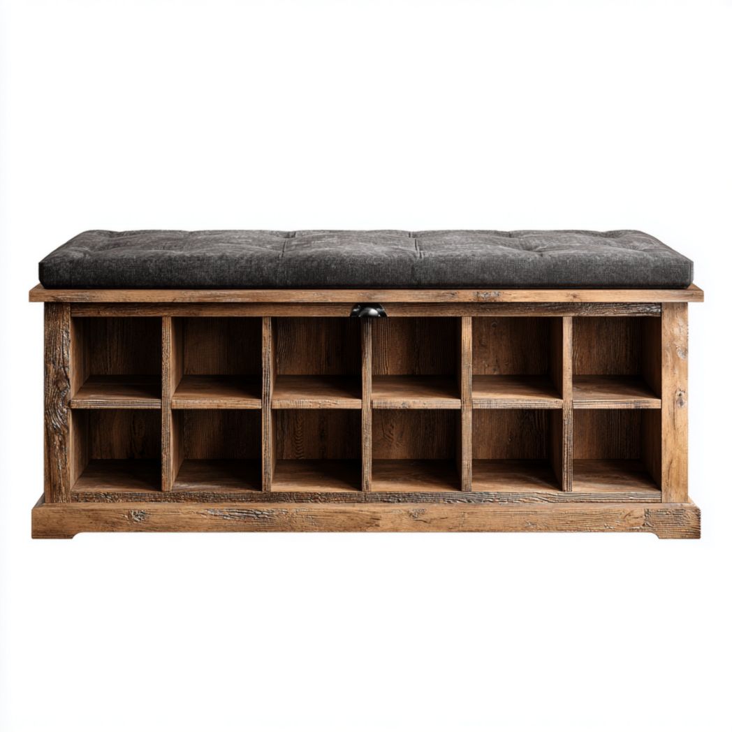 Aufbewahrungstruhe aus Holz mit Polsterdeckel für Wohnräume 120 x 50 x 45