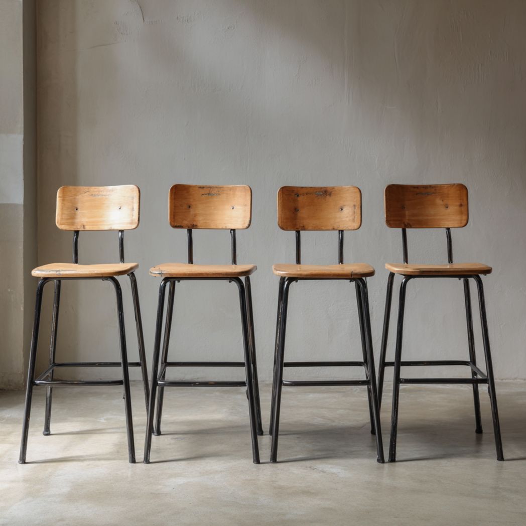 Hochstuhl aus Holz und Metall für Essbereiche 40 x 40 x 100