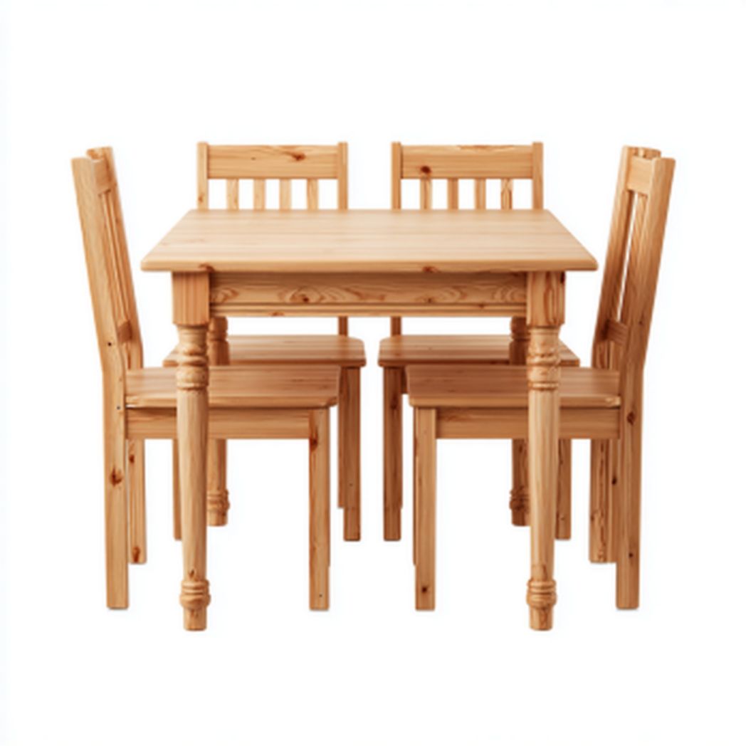 Esstisch aus Kiefernholz mit vier Stühlen für Essbereich-120 x 80 x 75