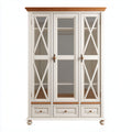 Vitrine für Wohnräume aus Holz mit Glastüren und Schubladen-80 x 40 x 180