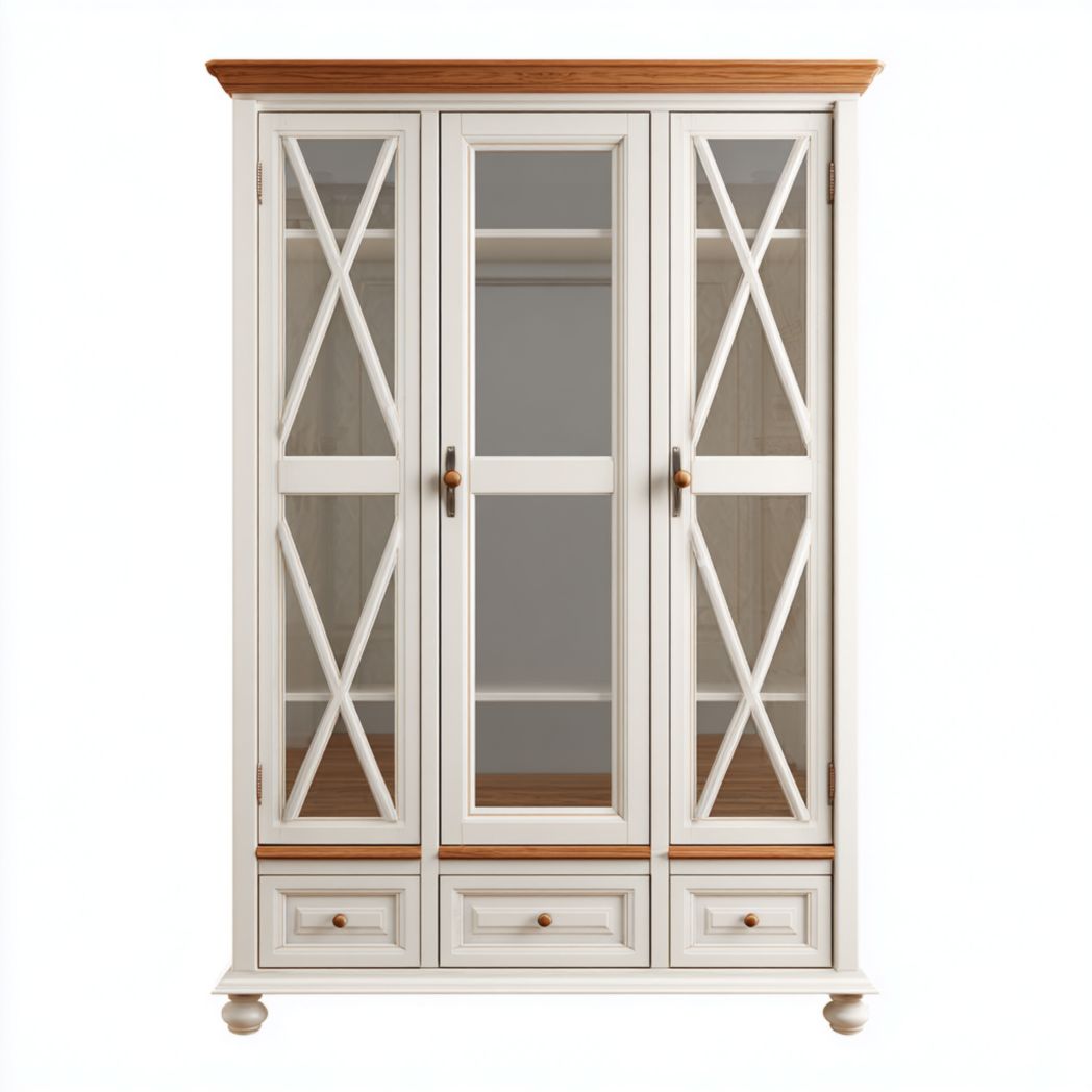 Vitrine für Wohnräume aus Holz mit Glastüren und Schubladen-80 x 40 x 180