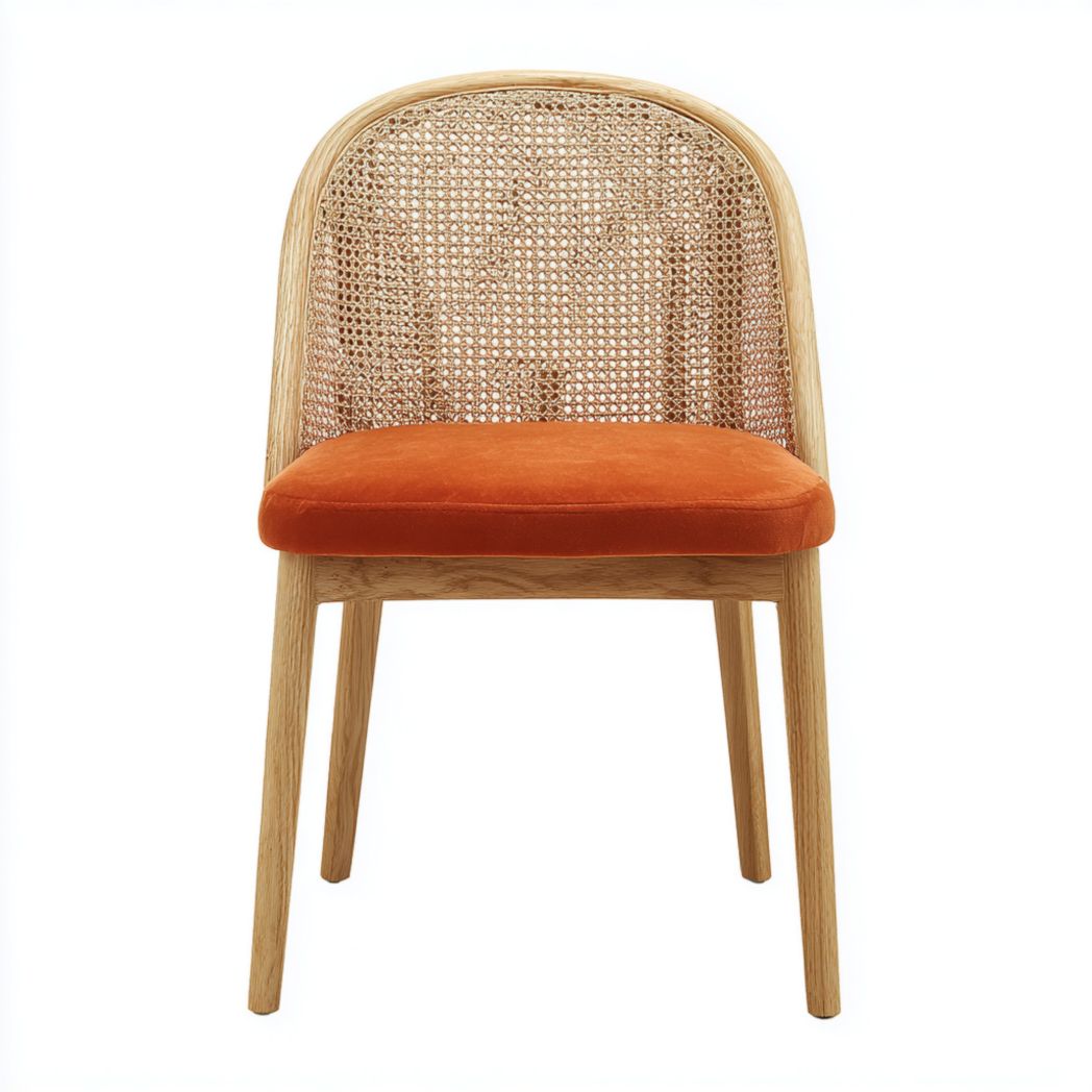 Stuhl mit Rattangeflecht und Polstersitz für Essbereiche aus Holz-45 x 45 x 85