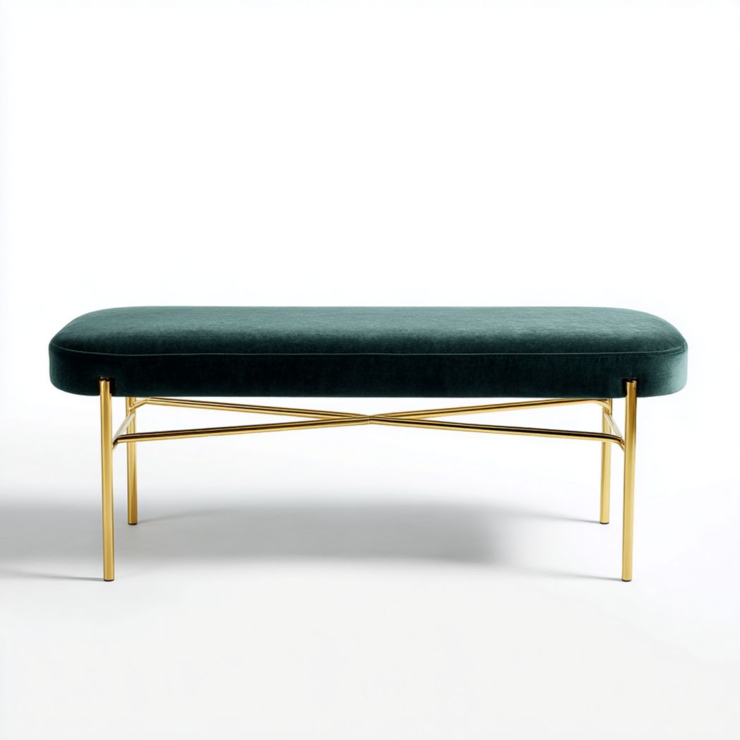 Bänke aus Samt mit metallischem Gestell für den Flur-120 x 50 x 40